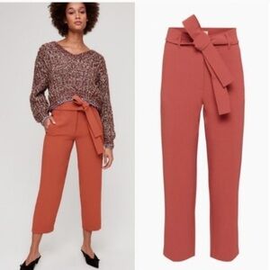 Aritzia Wilfred Tie-Front Pant brown high rise cropped pant size 00